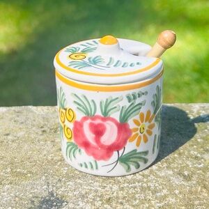 Geo Martel vintage antique made in France mustard jar mini canister w/ spoon